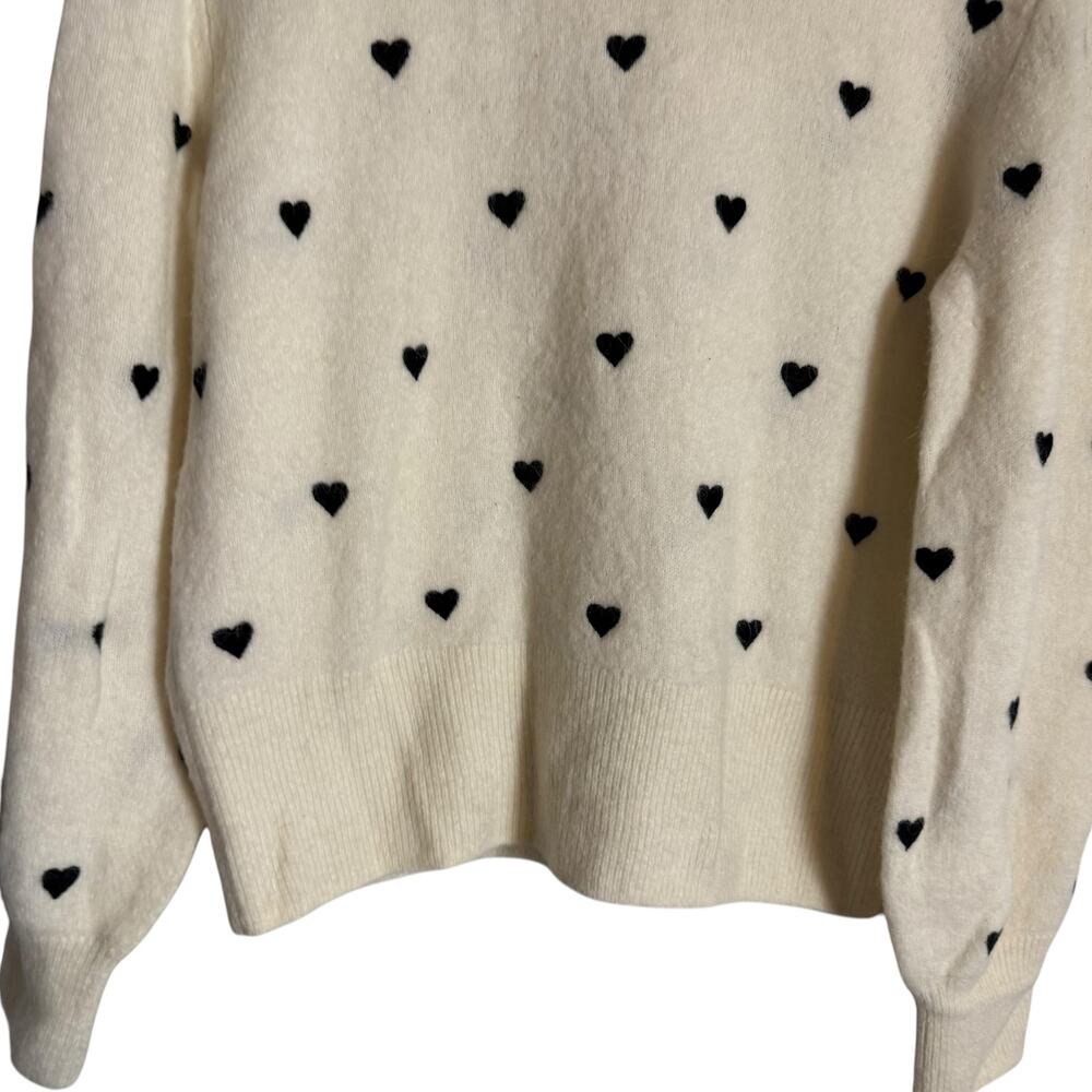 & Other Stories White Heart Embroidered Wool Alpaca Blend Crewneck Sweater S - Picture 4 of 7